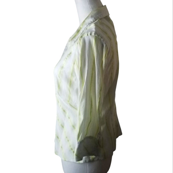 🦋Quizz Again Stretch Striped Collared Button Down Top - Picture 2 of 4